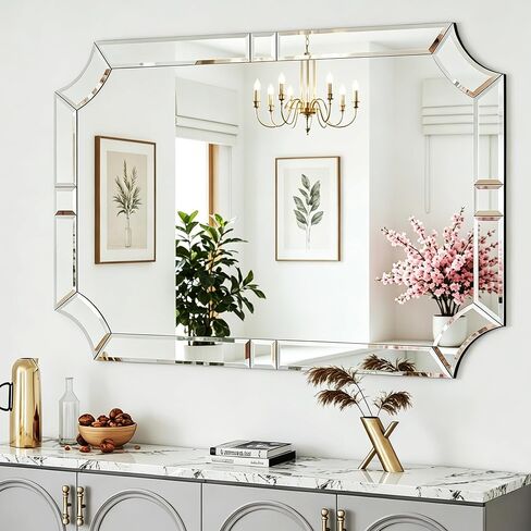 Chende 32"x47" Large Wall Mirror for Decor, Modern Rectangular Decorative Mirror with Beveled Glass Frame for Living Room, Bedroom, Entryway, Kitchen, Bathroom, Fireplace, Salon in Saudi Arabia
