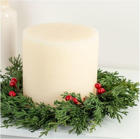 Artificial Cedar, Red Berry and Pinecone Wreath by Factory Direct Craft - Small Christmas Wreath for Decorating and Holiday Displays (13-1/2 Inches) in Saudi Arabia