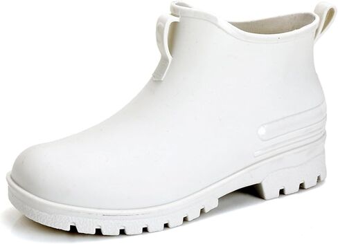 Womens PVC Ankle Rain Boots Rubber Lug Sole Platform Waterproof Chelsea Rain Boots Fashion Wide Round Toe Lightweight Slip Resistant Short Mud Garden Boots for Farming Work Fishing in Kuwait