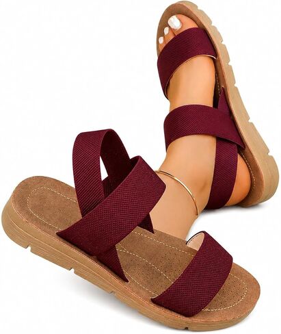 Women's Comfort Walking Sandals with Elastic Slingback Strap, Cushioned Footbed, Lightweight Open Toe Slip-On Casual Summer Sandals for Travel, Everyday Wear and Long Walking in Kuwait