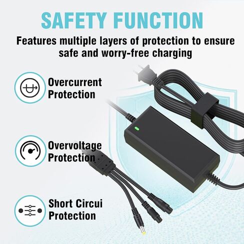 (Dual line 3-in-1) 42V 2A Charger Plug with DC Universal 5.5 * 2.5/2.1mm Interface, 8mm/12mm Three Hole, Suitable for Brands Such as Jetson, Razor, Swagtron, Bird, Gotrax, etc in Kuwait