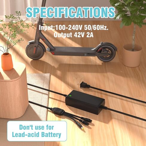 (Dual line 3-in-1) 42V 2A Charger Plug with DC Universal 5.5 * 2.5/2.1mm Interface, 8mm/12mm Three Hole, Suitable for Brands Such as Jetson, Razor, Swagtron, Bird, Gotrax, etc in Kuwait