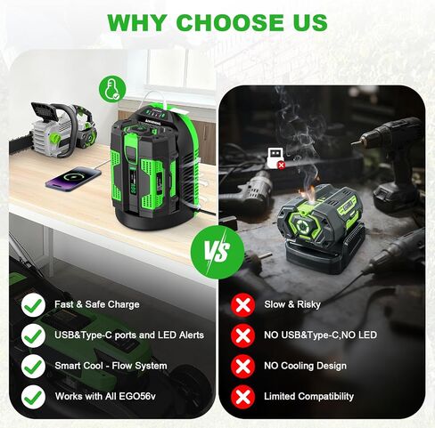 Rapid CH2100 Charger Replacement for EGO Battery Charger, Compatible with EGO Charger CH3200 CH5500 CH2800D for EGO 56V Battery BA2800 BA4200 BA1400 BA5600 & Power+ Cordless Tools in Kuwait