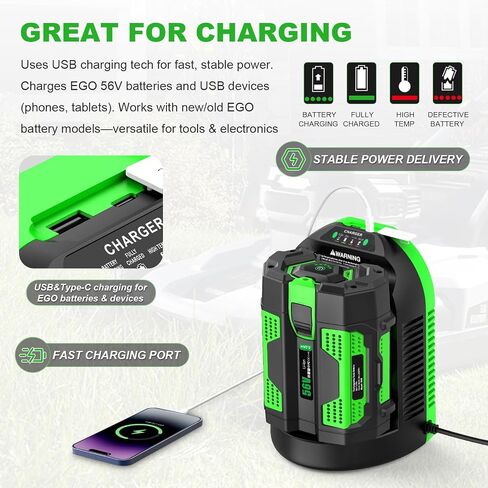 Rapid CH2100 Charger Replacement for EGO Battery Charger, Compatible with EGO Charger CH3200 CH5500 CH2800D for EGO 56V Battery BA2800 BA4200 BA1400 BA5600 & Power+ Cordless Tools in Kuwait