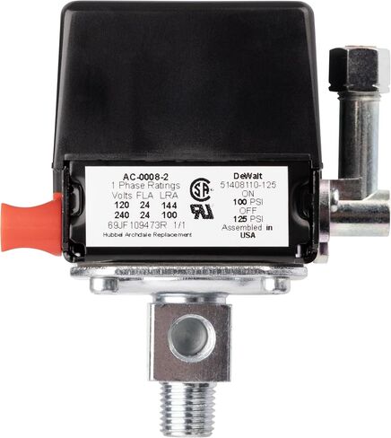 AC-0008-1 Pressure Switch 1/8" NPT Special Port 100-125 PSI 2-Pole 120-240V Compatible with Craftsman, DeWALT, DeVilbiss, and Porter Cable Air Compressor Units in Kuwait