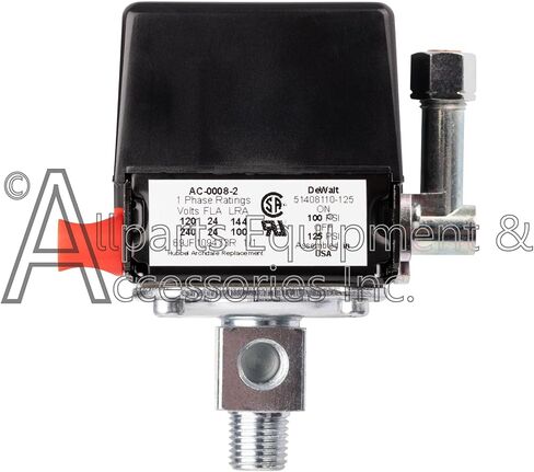 AC-0008-1 Pressure Switch 1/8" NPT Special Port 100-125 PSI 2-Pole 120-240V Compatible with Craftsman, DeWALT, DeVilbiss, and Porter Cable Air Compressor Units in Kuwait