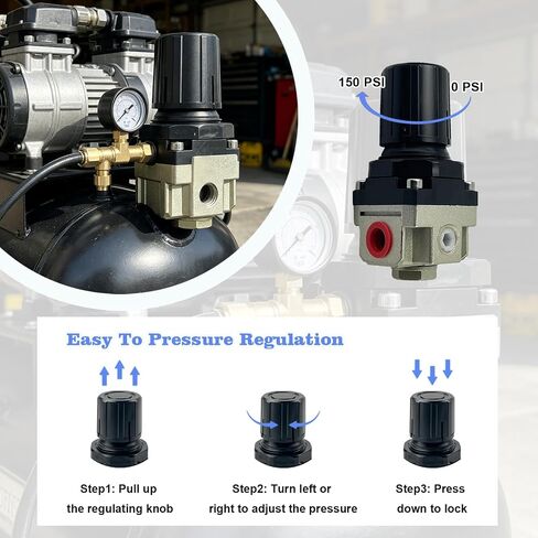 D27253 Air Compressor Pressure Regulator for Dewalt for Craftsman for Devilbiss D272534 Port Pressure Regulator Adjustable From 0-150 Psi 1/4&Prime Npt Import/Export 1/8&Prime Npt Pressure Gauge Port in Kuwait