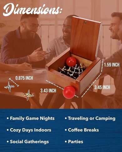 WE Games Metal Jacks Set – Classic Jacks Game with 2 Red Balls in Keepsake Wooden Box – Nostalgic Floor Game for The Whole Family in Saudi Arabia