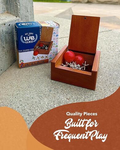 WE Games Metal Jacks Set – Classic Jacks Game with 2 Red Balls in Keepsake Wooden Box – Nostalgic Floor Game for The Whole Family in Saudi Arabia