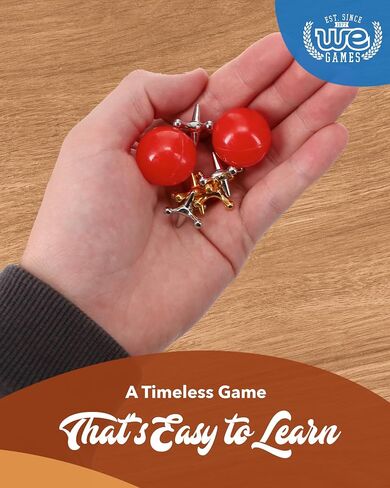 WE Games Metal Jacks Set – Classic Jacks Game with 2 Red Balls in Keepsake Wooden Box – Nostalgic Floor Game for The Whole Family in Saudi Arabia