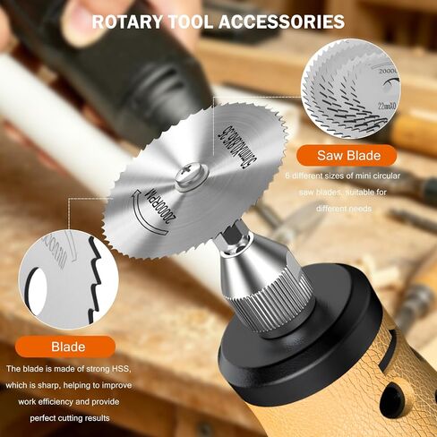 Drill Saw Blades Compatible with Dremel Rotary Tool 6Pcs HSS Saw Disc Wheel Cutting Blades with 2Pcs 1/8", 1Pcs 1/4" Round Shank for Aluminum Copper Plastic Wood Cutting Work in Kuwait