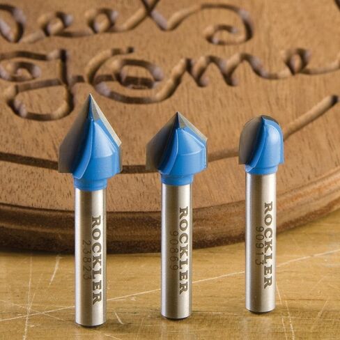 Rockler 3-Pc Signmaking Router Bit Set, 1/4'' Shanks in Kuwait