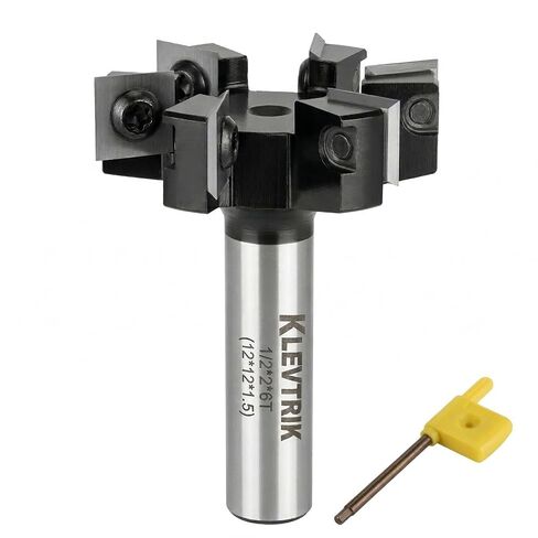 Slab Flattening Router Bit 1/2" Shank, 2" Cutting Dia 6-Wing Carbide Insert, ATS Anti-Kickback Coated CNC Spoilboard Surfacing Bit, Wood Planer for Router Sled & Live Edge in Kuwait