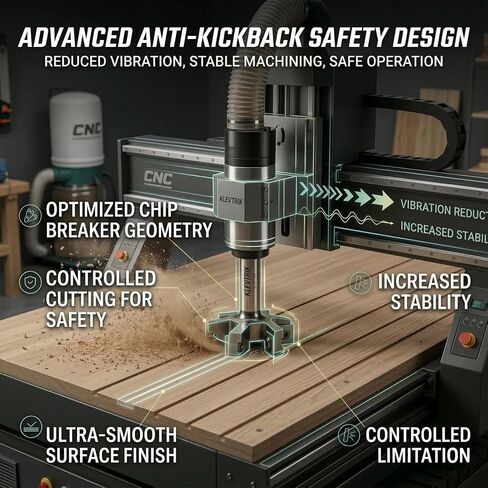 Slab Flattening Router Bit 1/2" Shank, 2" Cutting Dia 6-Wing Carbide Insert, ATS Anti-Kickback Coated CNC Spoilboard Surfacing Bit, Wood Planer for Router Sled & Live Edge in Kuwait