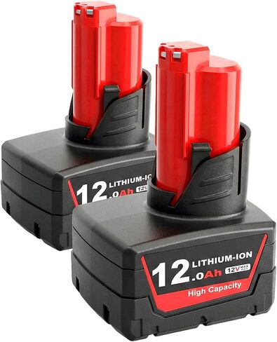 2Pack 12.0Ah M12 Replacement Battery for Milwaukee 12V Tools | Impact-resistant ABS bottom shell;6-way chip safety protection;Optimized internal heat dissipation in Kuwait