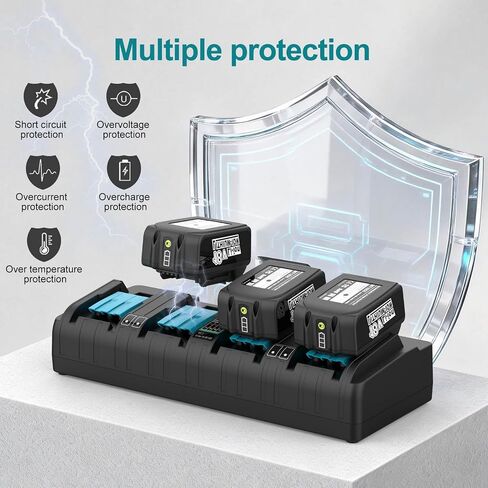 Energup 4-Port DC18SF Replace for makita Battery Charger for Ma Kita 14.4-18V Battery BL1830 BL1840 BL1850 BL1860 BL1815 BL1430 Replace Ma Kita DC18SF DC18RC DC18RD DC18RA Charger in Kuwait