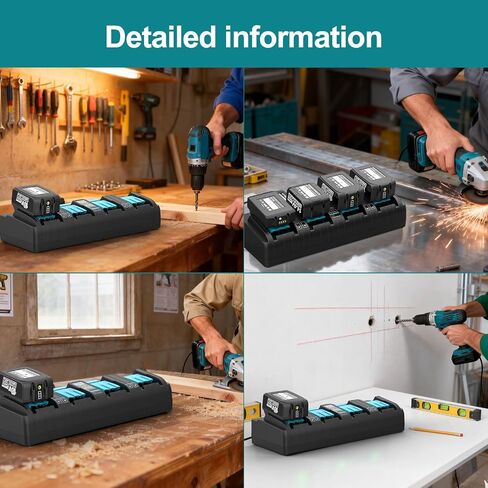 Energup 4-Port DC18SF Replace for makita Battery Charger for Ma Kita 14.4-18V Battery BL1830 BL1840 BL1850 BL1860 BL1815 BL1430 Replace Ma Kita DC18SF DC18RC DC18RD DC18RA Charger in Kuwait