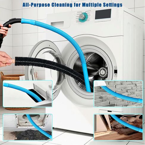 Dryer Vent Cleaner Kit Dryer Lint Cleaner Kit - Household Universal Vacuum Hose Attachment + Lint Brush for Easy Vent Cleaning, Hose Fit Most Vauum Cleaners to Improve Dryer Efficiency in Kuwait