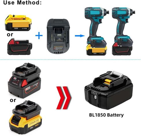 Battery Adapter for Dewalt/Milwaukee to Makita 18V Cordless Tool | Compatibe with Dewalt 20V/ Milwaukee 18V M18 Li-ion Battery, Convert to for Makita BL1830 BL1840 BL1850 Battery, Bare Adapter in Kuwait
