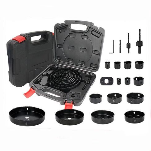 19Pcs Hole Saw Set with Mandrels and Drill Bits, 3/4" to 6" (19-152mm), Carbon Steel Hole Cutter Kit for Wood, Plastic, PVC, Drywall, with Portable Storage Case in Kuwait