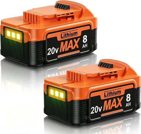 2Pack 8.0Ah Replacement for Dewalt 20V Max Battery Compatible with Dewalt 20 Volt XR Lithium Batteries DCB200 DCB201 DCB206 DCB204 DCB207 DCD/DCF/DCG Series Cordless Power Tools in Saudi Arabia