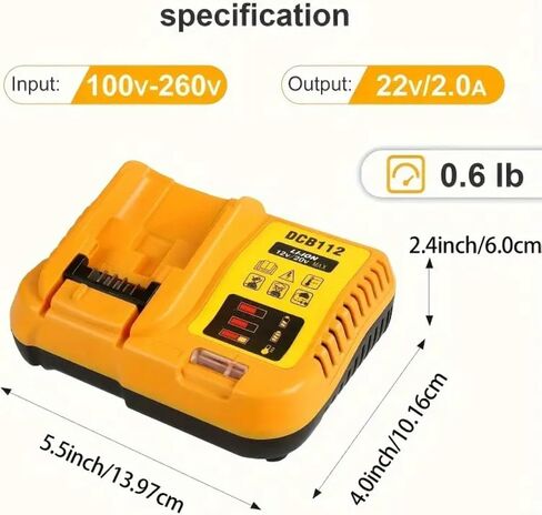 DCB112 Battery Charger Replacement for De-Walt 12V 20V and 60V MAX Lithium-Ion Battery DCB201 DCB200 DCB612 DCB609-2 DCB609 DCB606 DCB606-2 DCB208 DCB206 DCB204 DCB203 DCB126 in Kuwait