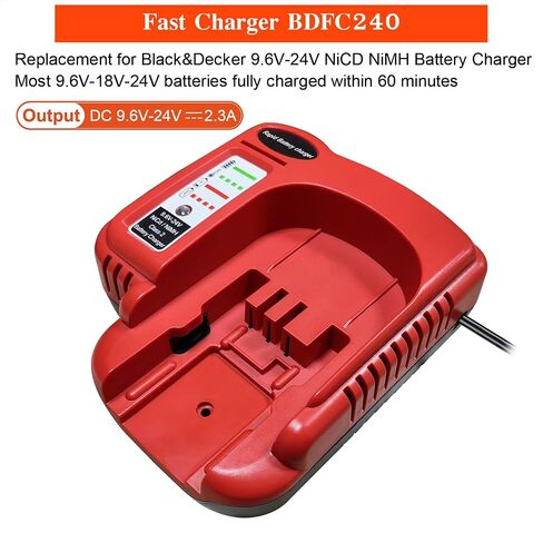 Replacement for Black and Decker FSMVC 9.6V-24V Battery Fast Charger BDCCN24 BDFC240, Compatible with Black & Decker 9.6V 12V 14.4V 18V 24V Ni-Cd & Ni-MH Battery HPB24 HPB18 FSB18 HPB14 HPB12 HPB96 in Kuwait
