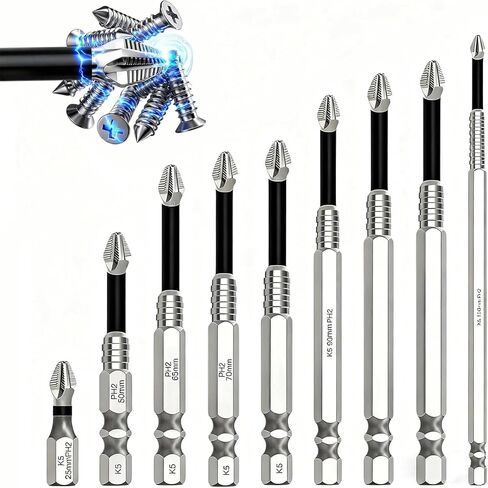High Magnetic Screwdriver Drill Bit Set, New Anti Slip Magnetic Electric Screwdriver Set Alloy Steel for Impact Driver, Premium Universal Strong Magnetic Durability Screwdriver Drill Bit Set (9) in Kuwait
