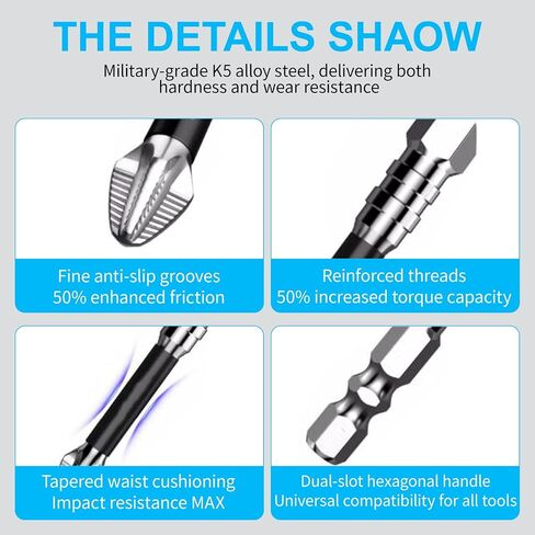 High Magnetic Screwdriver Drill Bit Set, New Anti Slip Magnetic Electric Screwdriver Set Alloy Steel for Impact Driver, Premium Universal Strong Magnetic Durability Screwdriver Drill Bit Set (9) in Kuwait