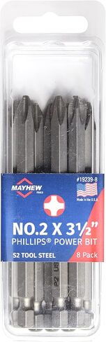 Mayhew Tools 19239-8 USA Phillips Power Bit, NO. 2 x 3.5", 8-Pack in Kuwait
