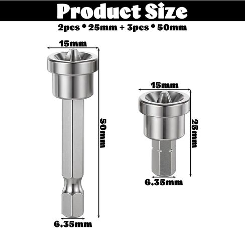 5PCS Magnetic Drywall Screwdriver Bits Set Magnetic Positioning Screwdriver Bits Ph2 Bit Hex Shank Drywall Screw Bit for Plasterboard Screw, 50mm in Kuwait