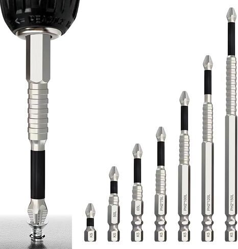 Magnetic Screwdriver Bit Set, Strong Magnetic Anti Slip Durability Screwdriver Drill Bit Set,25 50 65 70 100 120 150MM Magnetic Screwdriver Bits (7pcs) in Kuwait
