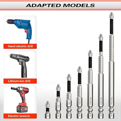 Magnetic Screwdriver Bit Set, Strong Magnetic Anti Slip Durability Screwdriver Drill Bit Set,25 50 65 70 100 120 150MM Magnetic Screwdriver Bits (7pcs) in Kuwait
