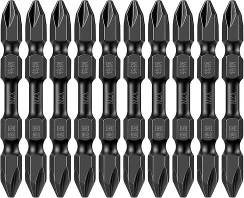 10PCS Impact Bits Set, 3.94" Dual Cross Head Screwdriver Bits, 5mm Max Tip Width, S2 Steel Magnetic Phillips Bits, 1/4" Hex Shank for Power Drills & Impact Drivers in Kuwait