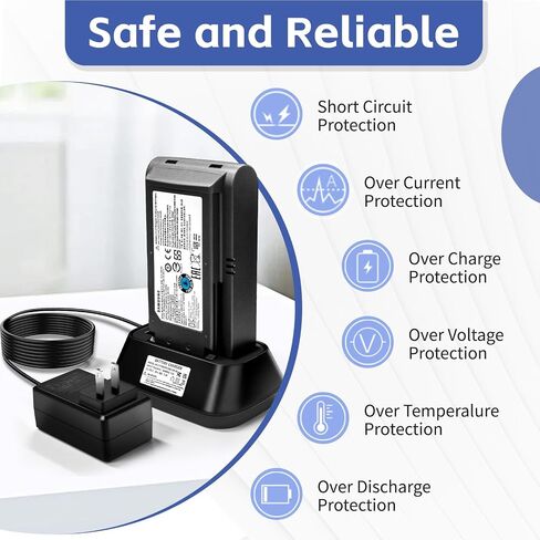 1.2A Fast Charger for Battery of Samsung Jet 70,75,75+,90,90+ Series Vacuum | Compatible With Batteries Model: VCA-SBT90, VCA-SBT90EB.Not Compatible With Samsung Jet85,Jet95,Bespoke Battery in Kuwait
