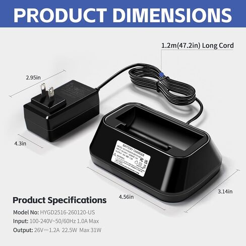 1.2A Fast Charger for Battery of Samsung Jet 70,75,75+,90,90+ Series Vacuum | Compatible With Batteries Model: VCA-SBT90, VCA-SBT90EB.Not Compatible With Samsung Jet85,Jet95,Bespoke Battery in Kuwait
