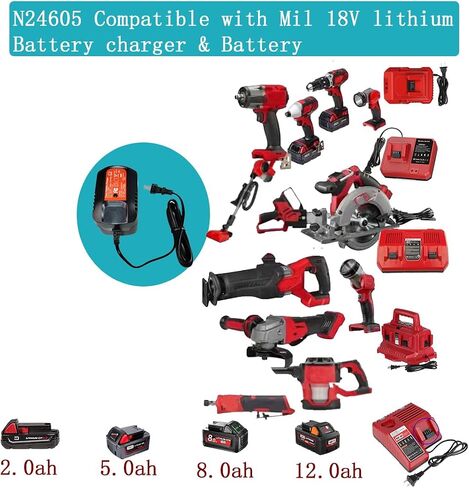 for Milwaukee M18 Charger to Charge Milwaukee 18V Lithium Battery 48-11-1820 48-11-1840 48-11-1850 48-11-1815 48-11-1812... in Kuwait