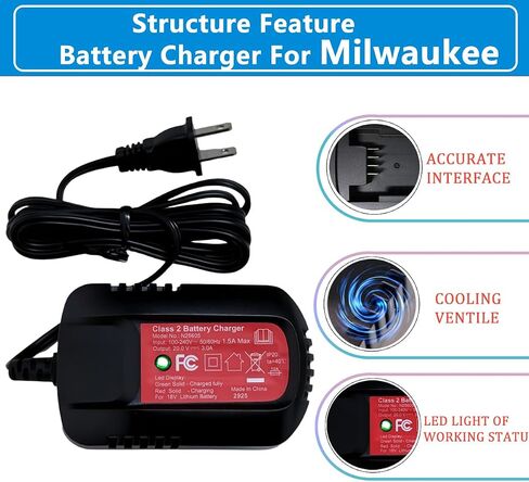 for Milwaukee M18 Charger to Charge Milwaukee 18V Lithium Battery 48-11-1820 48-11-1840 48-11-1850 48-11-1815 48-11-1812... in Kuwait