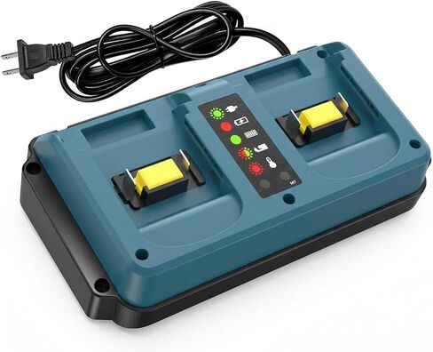 DC18RD Compatible with Ma-Kita 18V Dual Battery Fast Charger, for 18v LXT BL1815 BL1430 BL1830 BL1840 BL1850-2 BL1860 Power Tool Chainsaw Drill Battery Charger in Kuwait