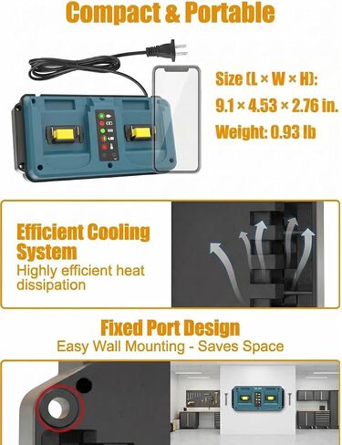DC18RD Compatible with Ma-Kita 18V Dual Battery Fast Charger, for 18v LXT BL1815 BL1430 BL1830 BL1840 BL1850-2 BL1860 Power Tool Chainsaw Drill Battery Charger in Kuwait