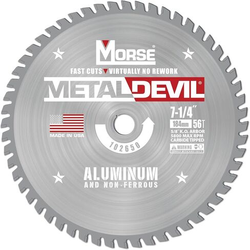 Morse Metal Devil CSM7255658FNFC, Circular Saw Blade, Carbide Tipped, Aluminum Cutting, 7-1/4 inch, 1 Pack in Kuwait