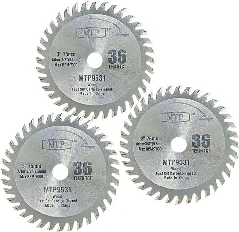 3" (75mm) (3) Wood Plastic Saw Blade (3/8" 9.5mm Arbor) Cutting Blade Compatible for Cut Off Saw (3X Wood Blade) in Kuwait