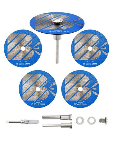 2 Inch Ultra-Thin Mini Diamond Blade - 5pcs Sintered Diamond Blade Set with 1/8"/1/4" Shank & Screwdriver*1, for Tile Grout Removal & Cutting Soft Ceramic Tiles in Kuwait