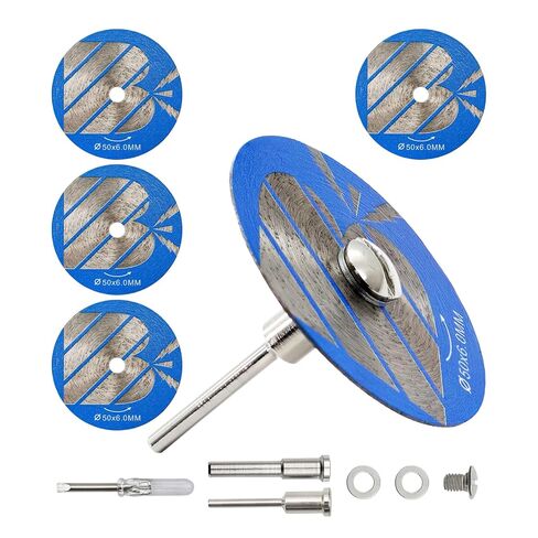 2 Inch Ultra-Thin Mini Diamond Blade - 5pcs Sintered Diamond Blade Set with 1/8"/1/4" Shank & Screwdriver*1, for Tile Grout Removal & Cutting Soft Ceramic Tiles in Kuwait