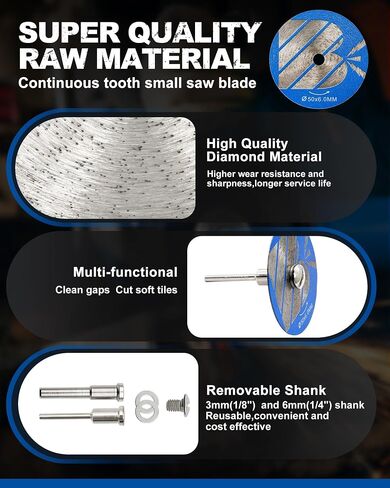2 Inch Ultra-Thin Mini Diamond Blade - 5pcs Sintered Diamond Blade Set with 1/8"/1/4" Shank & Screwdriver*1, for Tile Grout Removal & Cutting Soft Ceramic Tiles in Kuwait