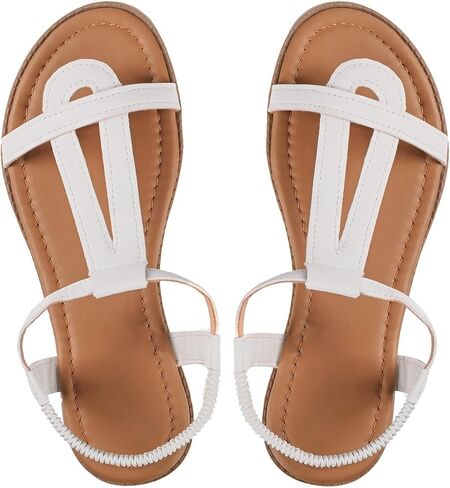 Sksshion Women's Casual T-Strap Slingback Sandals Open Toe Flat Summer Arch Support Walking Slides in Kuwait