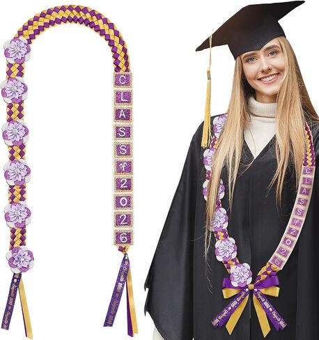 Suncalla Graduation Money Lei Class of 2026 Graduation Ribbon Lei 2026 Grad قلادة هدية تهانينا لمدرسة الكلية الثانوية العليا لوازم حفلات التخرج لا تتضمن أموالًا in Kuwait