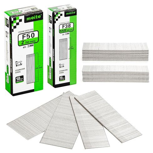 meite 18 Gauge Stainless Steel Brad Nails, 1 1/2-Inch and 2-Inch 18GA Brad Finish Nail Gun Nails for Pneumatic/Electric Brad Nailer (4,000 Counts) in Kuwait