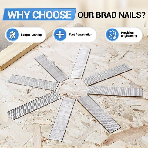 meite 18 Gauge Stainless Steel Brad Nails, 1 1/2-Inch and 2-Inch 18GA Brad Finish Nail Gun Nails for Pneumatic/Electric Brad Nailer (4,000 Counts) in Kuwait