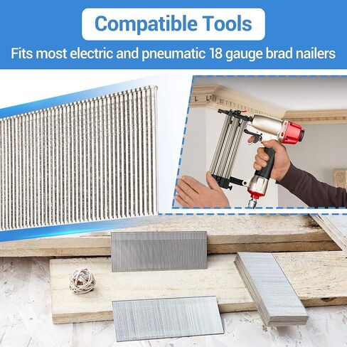 meite 18 Gauge Stainless Steel Brad Nails, 1 1/2-Inch and 2-Inch 18GA Brad Finish Nail Gun Nails for Pneumatic/Electric Brad Nailer (4,000 Counts) in Kuwait
